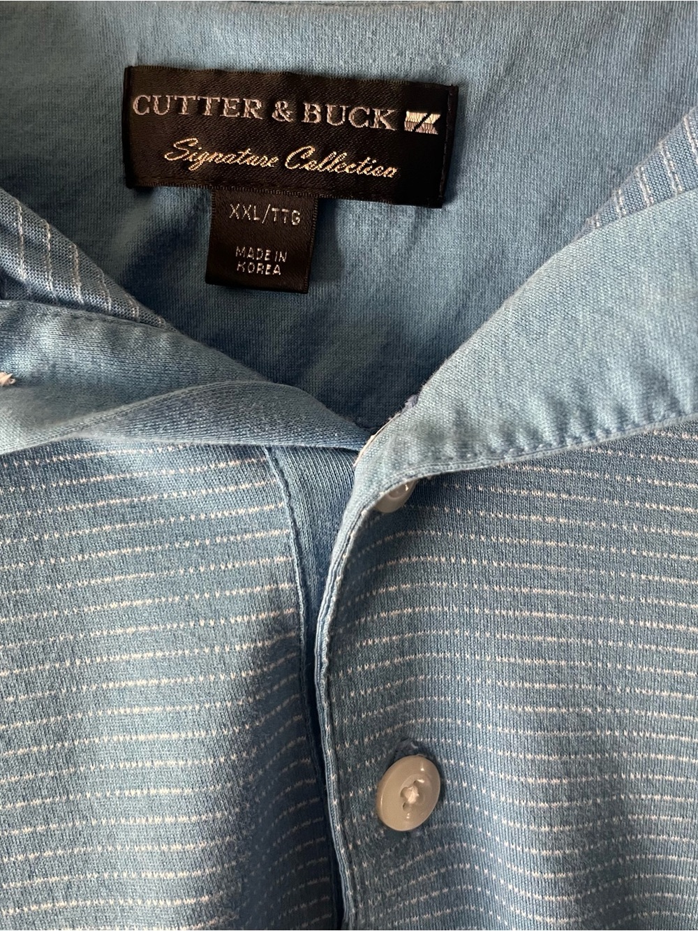 Cutter & Buck The Players Championship Golf Polo Shirt XXL Blue Striped - Picture 4 of 4